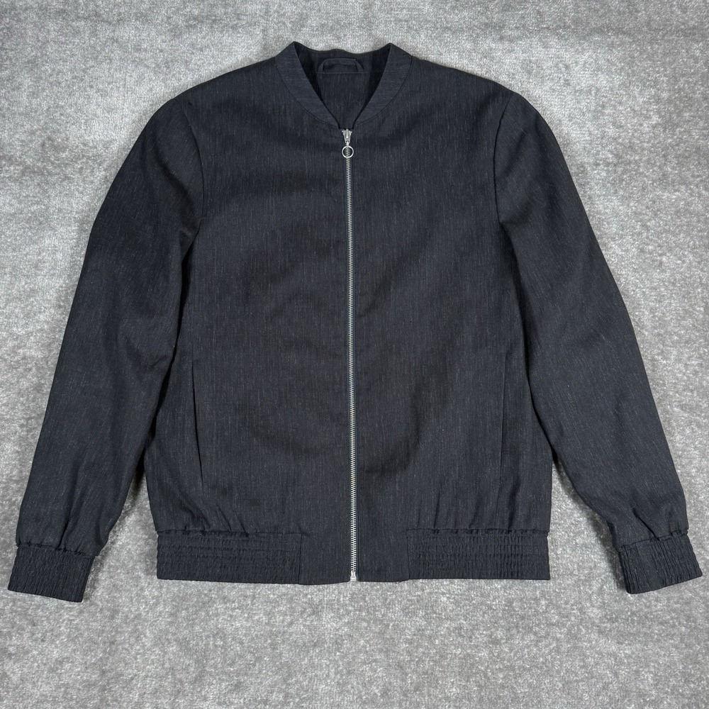 Topman Jacket Men's Medium Gray Bomber Lightweight Full Zip Preppy‎